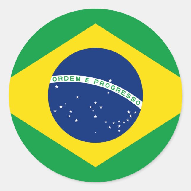 Sticker Rond Drapeau du Brésil - Bandeira do Brasil (Devant)