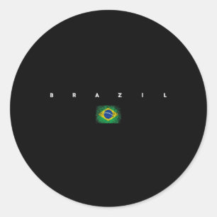 Sticker Rond Drapeau du Brésil Fierté Vintageretro Football Bré