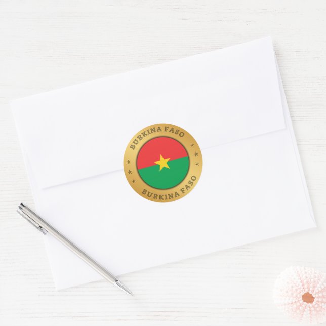 Sticker Rond Drapeau du Burkina Faso (Enveloppe)