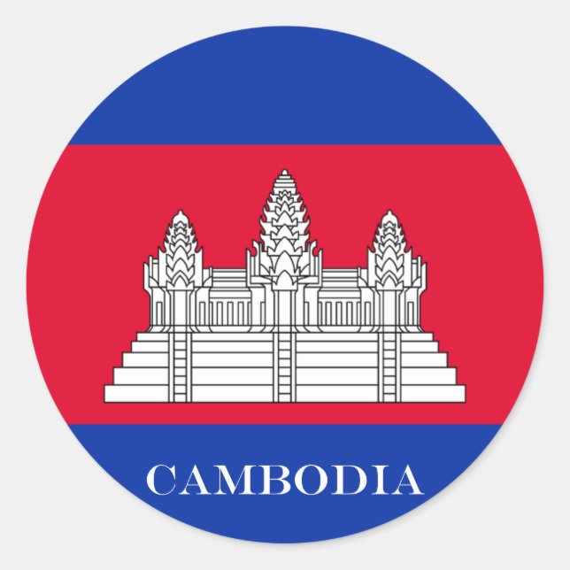 Sticker Rond Drapeau du Cambodge (Devant)
