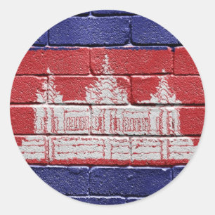 Sticker Rond Drapeau du Cambodge