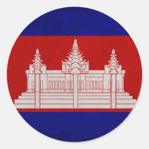 Sticker Rond Drapeau du Cambodge