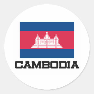 Sticker Rond Drapeau du Cambodge
