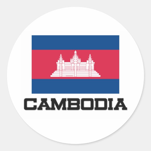 Sticker Rond Drapeau du Cambodge (Devant)
