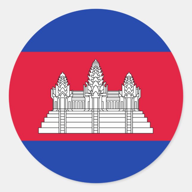 Sticker Rond Drapeau du Cambodge (Devant)