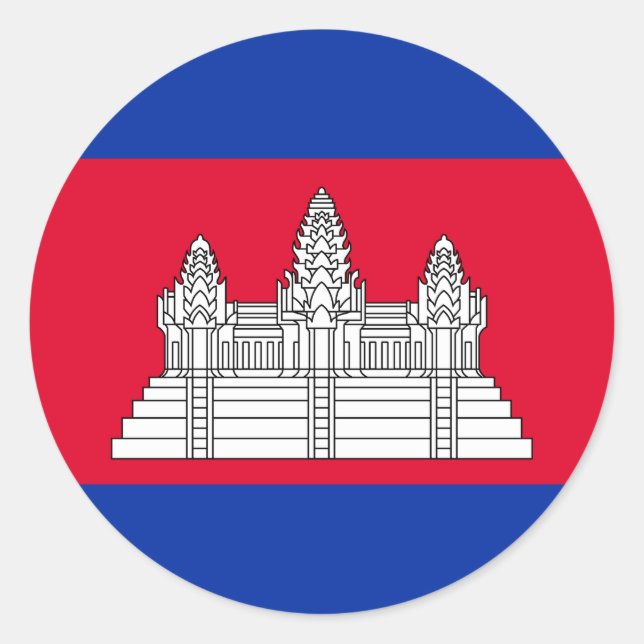 Sticker Rond Drapeau du Cambodge (Devant)
