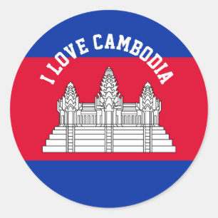 Sticker Rond Drapeau du Cambodge Souvenir Voyage 