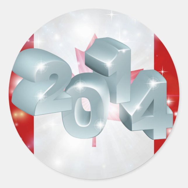 Sticker Rond Drapeau du Canada 2014 (Devant)