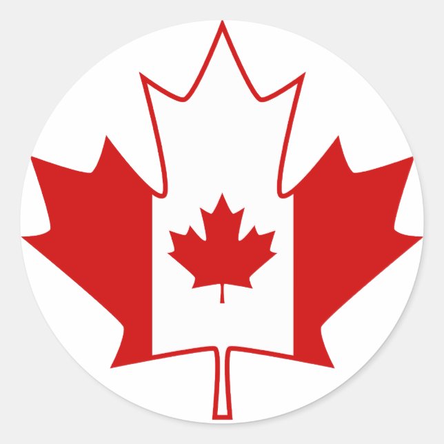 Sticker Rond Drapeau du Canada en feuille d'érable - blanc (Devant)