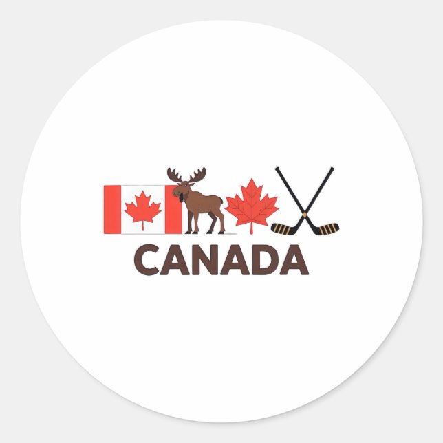 Sticker Rond Drapeau du Canada Feuille d'érable canadienne Cerf (Devant)