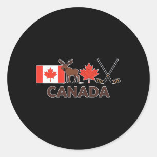 Sticker Rond Drapeau du Canada Feuille d'érable canadienne Cerf