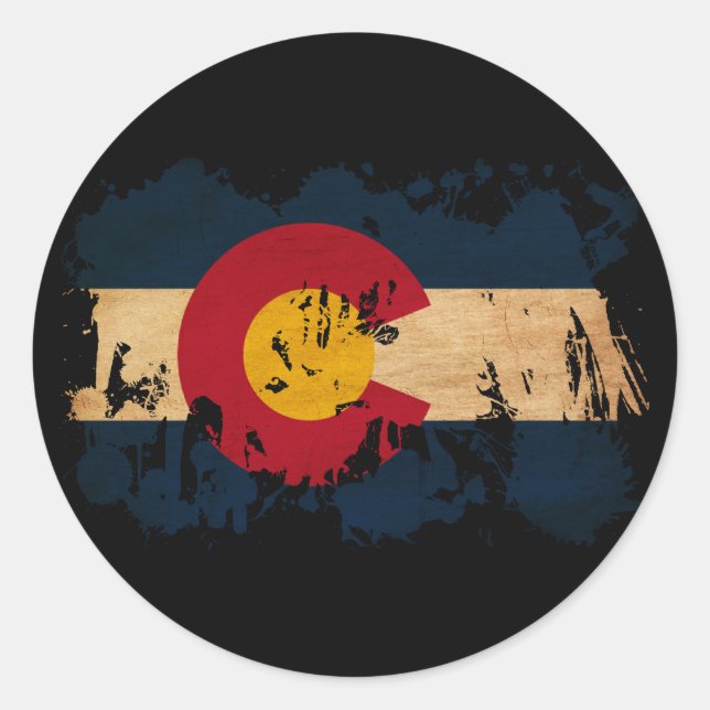Sticker Rond Drapeau du Colorado (Devant)