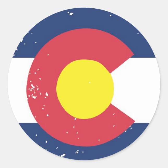 Sticker Rond Drapeau du Colorado en détresse (Devant)