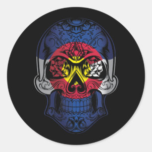 Sticker Rond Drapeau Du Colorado Et Drapeau Rose