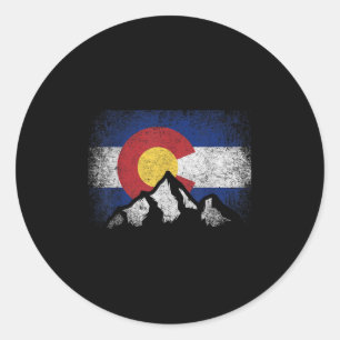 Sticker Rond Drapeau du Colorado Montagne Ski Cadeau d'hiver Ra