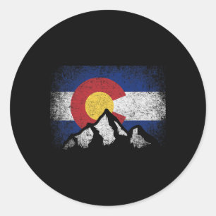Sticker Rond Drapeau du Colorado Montagne Ski Cadeau d'hiver Ra
