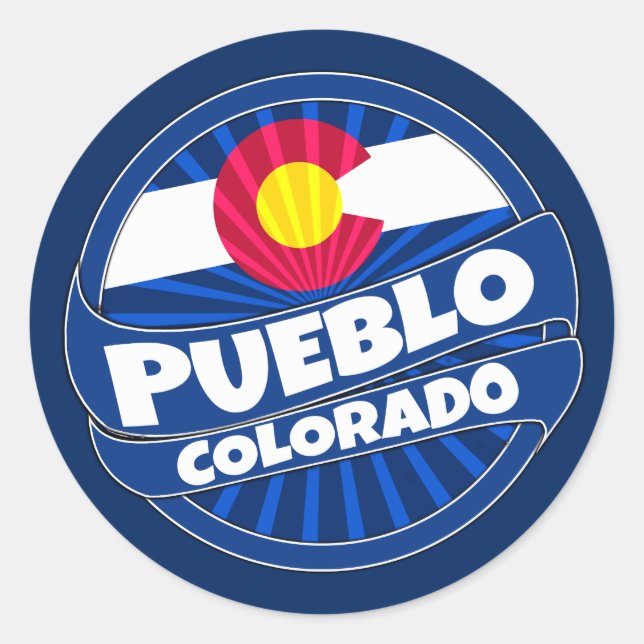 Sticker Rond Drapeau du Colorado Pueblo collants d'éclatement (Devant)