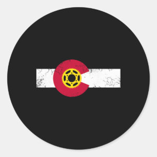 Sticker Rond Drapeau du Colorado Vélo tout terrain Cyclisme Cyc