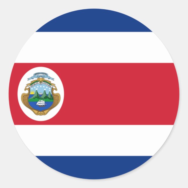 Sticker Rond Drapeau du Costa Rica, Drapeau du Costa Rica (Devant)