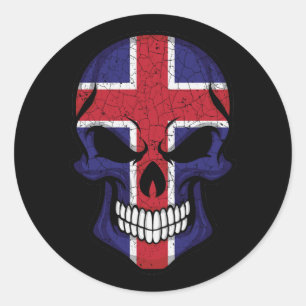 Sticker Rond Drapeau du crâne souriant d'Islande