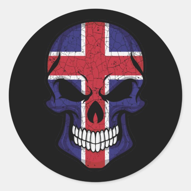 Sticker Rond Drapeau du crâne souriant d'Islande (Devant)