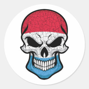 Sticker Rond Drapeau du crâne souriant luxembourgeois