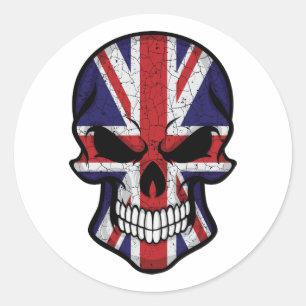Sticker Rond Drapeau du crâne souriant Royaume-Uni