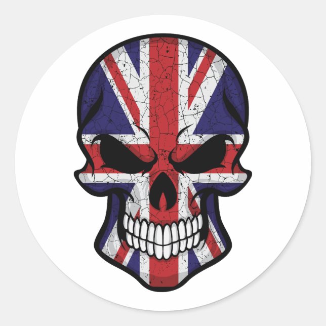 Sticker Rond Drapeau du crâne souriant Royaume-Uni (Devant)