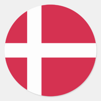 Sticker Rond Drapeau du Danemark