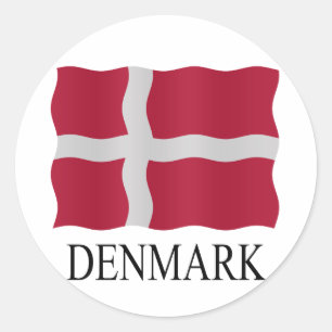Sticker Rond Drapeau du Danemark