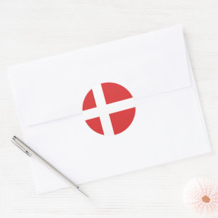Sticker Rond Drapeau du Danemark