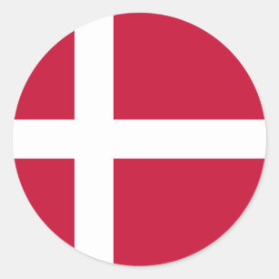 Sticker Rond Drapeau du Danemark