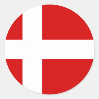 Sticker Rond Drapeau du Danemark