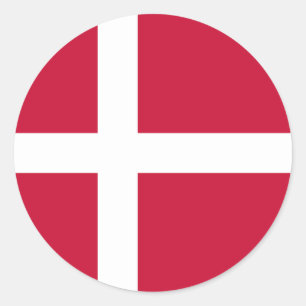 Sticker Rond Drapeau du Danemark