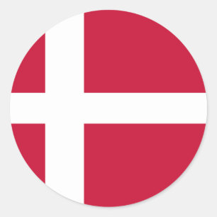 Sticker Rond Drapeau du Danemark