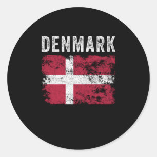 Sticker Rond Drapeau du Danemark en détresse - Drapeau du Danem