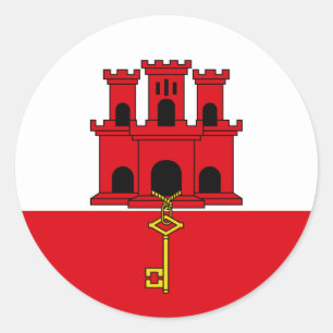 Sticker Rond Drapeau du Gibraltar. La Grande-Bretagne,