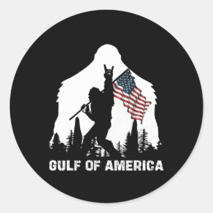 Sticker Rond Drapeau Du Golfe D'Amérique 2025 Drôle Vintage Des