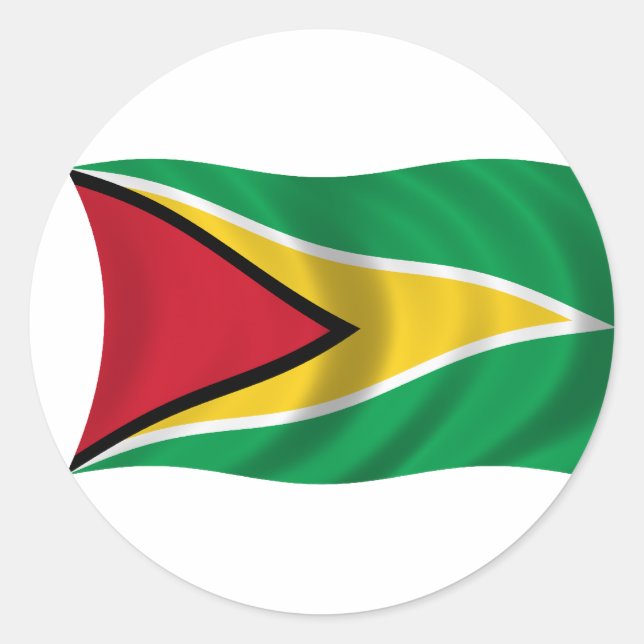Sticker Rond Drapeau du Guyana (Devant)