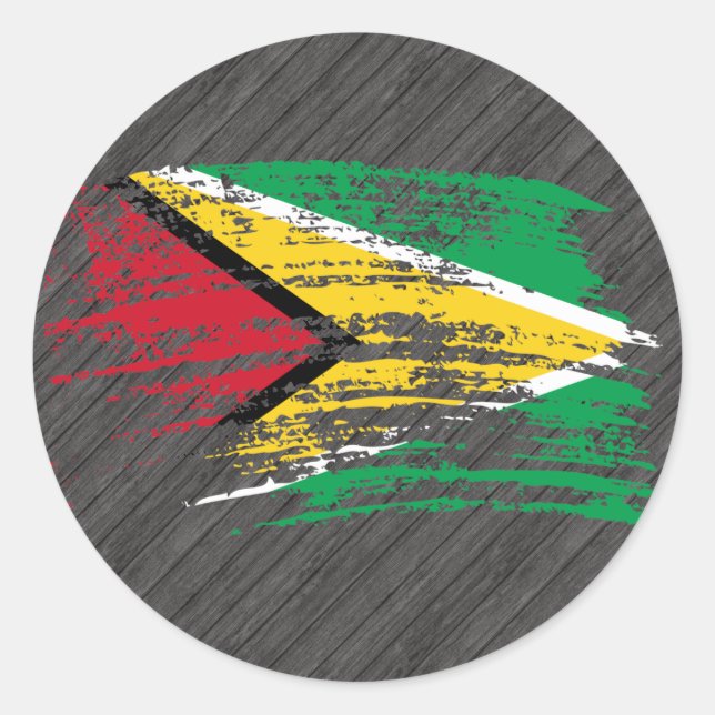 Sticker Rond Drapeau du Guyana cool (Devant)