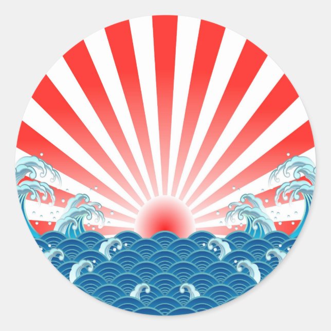 Sticker Rond Drapeau du Japon - NIPPON (Devant)