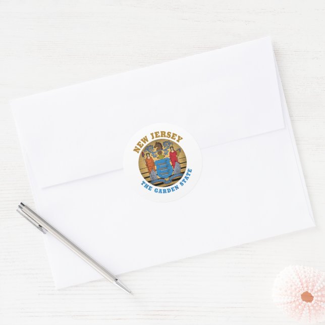 Sticker Rond Drapeau du Jardin du New Jersey (Enveloppe)