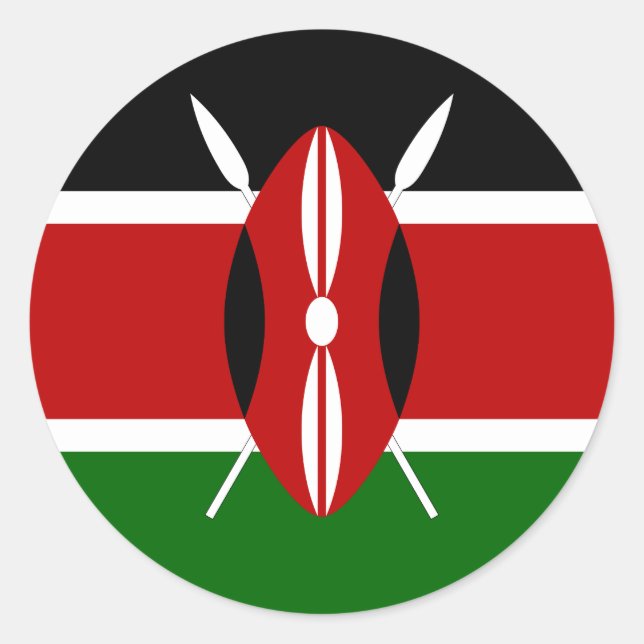 Sticker Rond Drapeau du Kenya (Devant)
