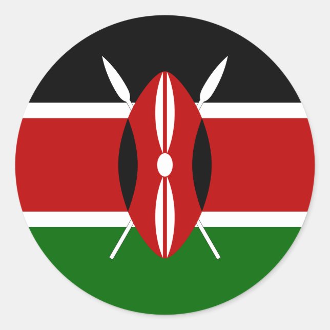 Sticker Rond Drapeau du Kenya (Devant)