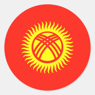Sticker Rond Drapeau du Kirghizistan