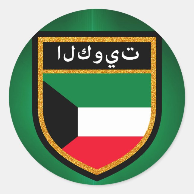 Sticker Rond Drapeau du Koweït (Devant)