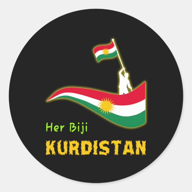 Sticker Rond Drapeau du Kurdishkurde (Devant)