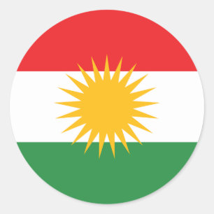Sticker Rond Drapeau du Kurdistan; Kurde; Kurde