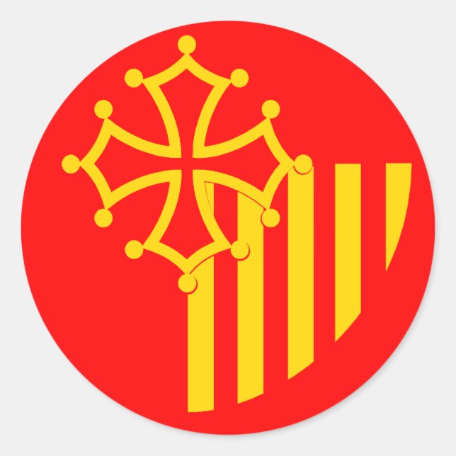 Sticker Rond Drapeau du Languedoc Roussillon (Devant)