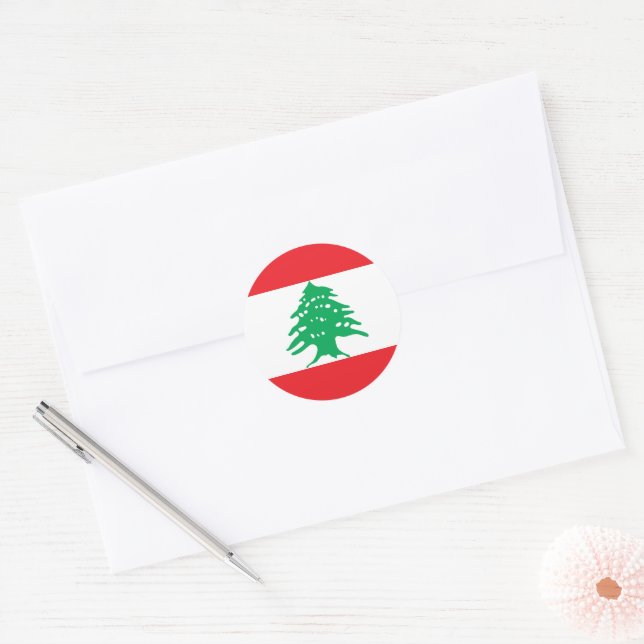 Sticker Rond Drapeau du Liban (Enveloppe)